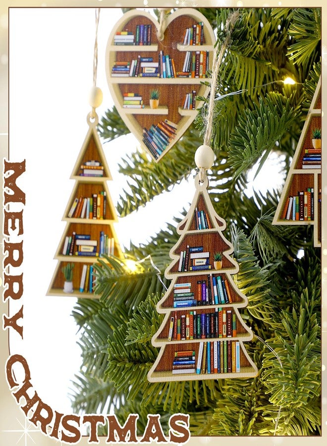 Colingmill 12 Pcs Christmas Tree Ornament Book Lovers Gifts Christmas Decoration Wooden Crafts 3D Design Hanging Decor for Xmas Decoration (Heart Shaped) - Image 3